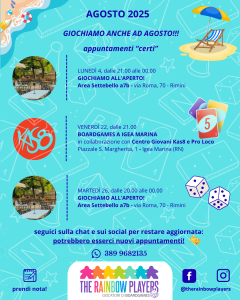 Scopri di più sull'articolo Ecco il calendario di agosto!